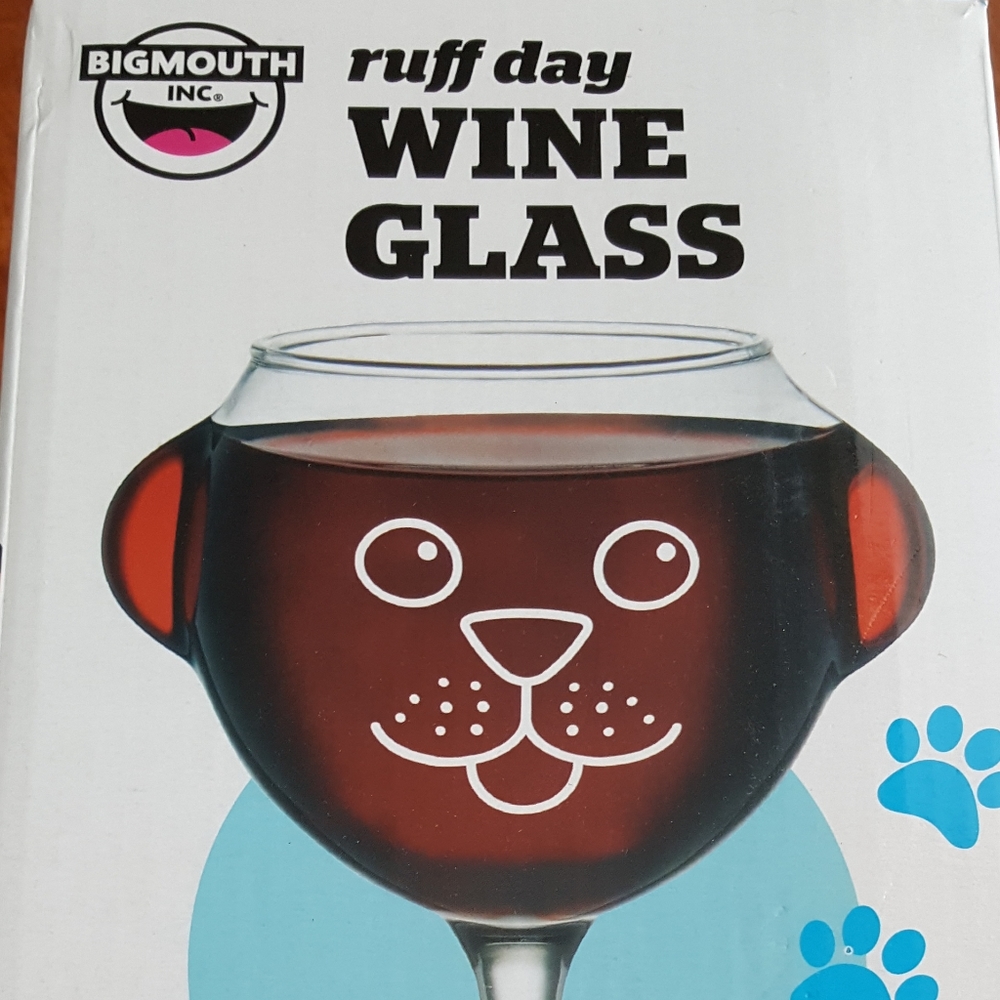 Ruff Day Dog wine glass, holds 12 oz, glass, w/box